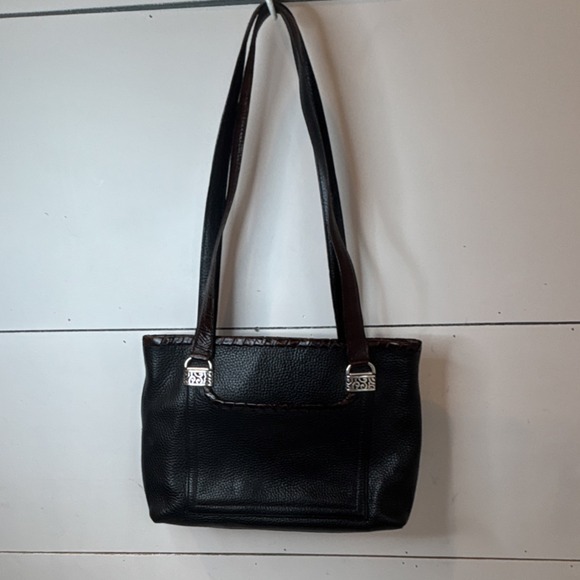 Brighton Handbags - Brighton Black Pebbled Shoulder Bag with Silver Hardware and Shoulder Strap
